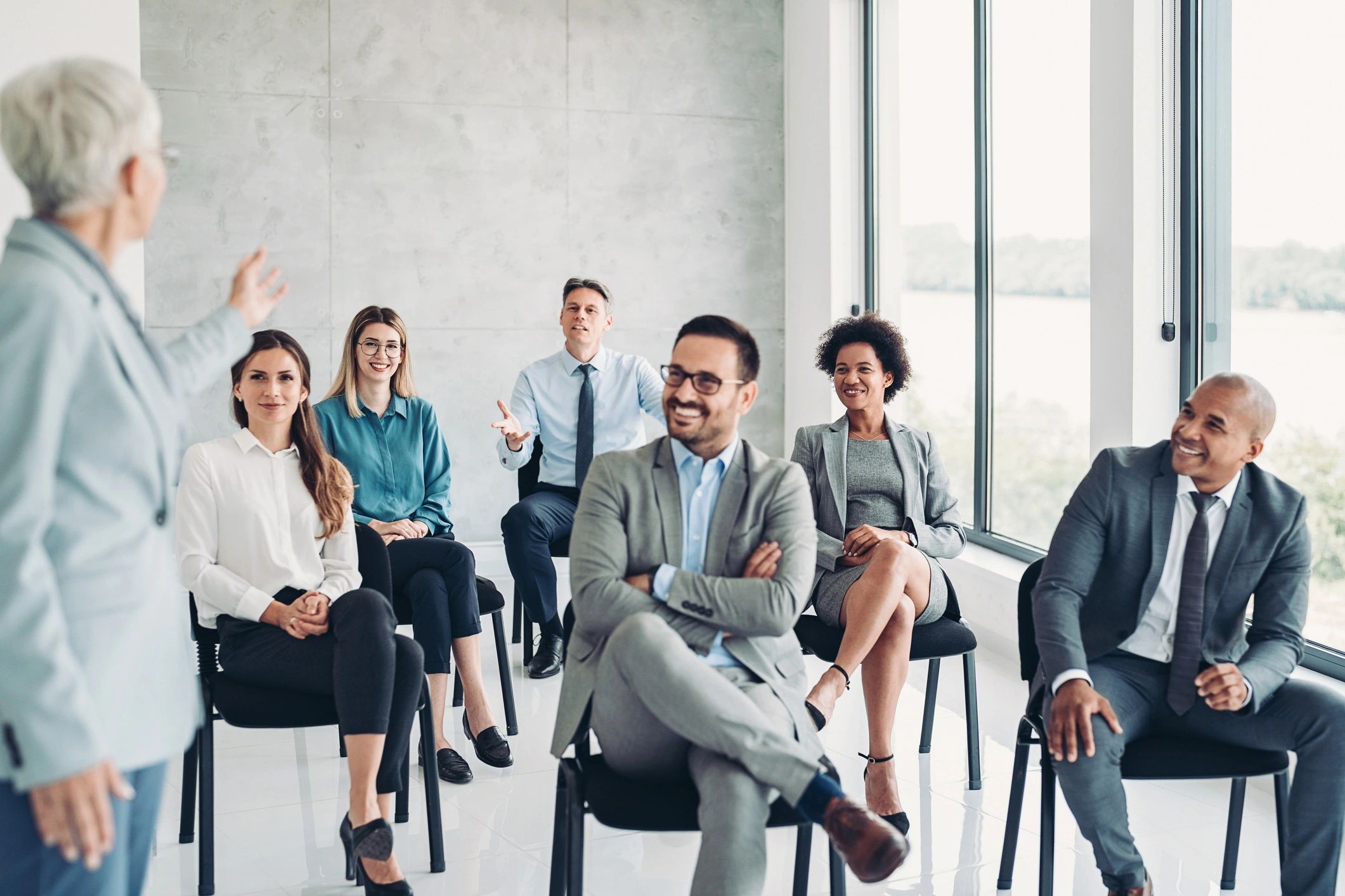 Speaker presenting at a business event