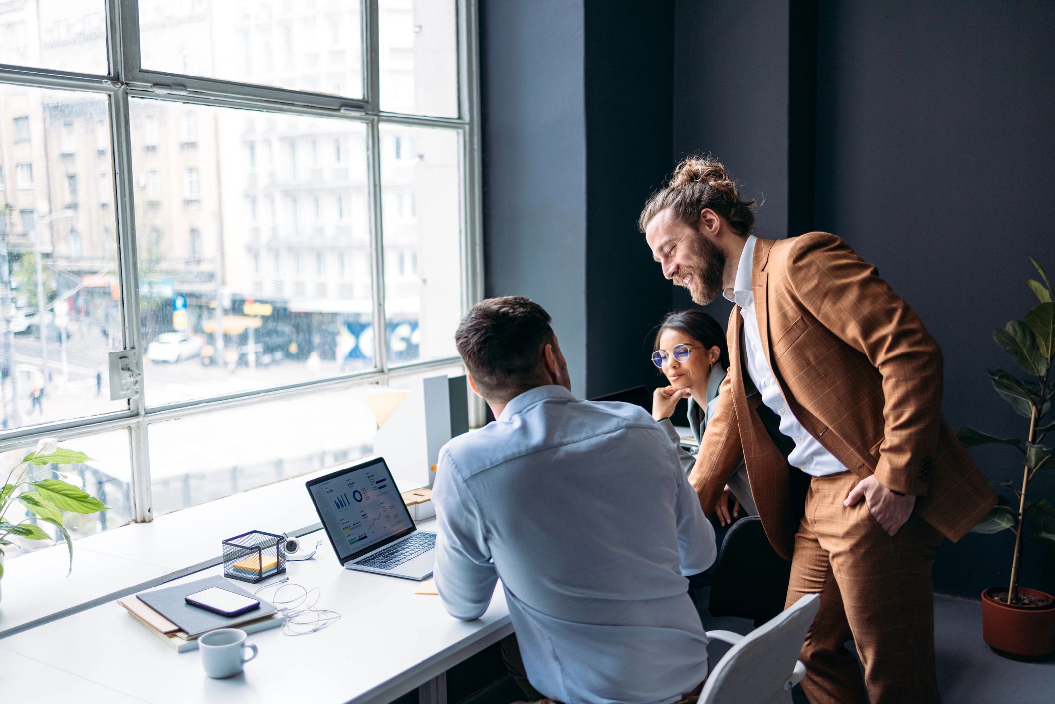 Team collaborating on a business strategy session
